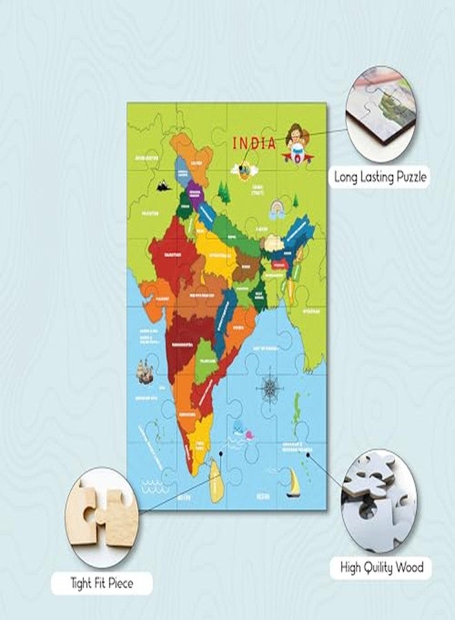 Khilonewale Educational Jigsaw Puzzle for Kids 3+ Years Learning and Scenic Puzzles, Bright Colours, Thick Pieces, for Boys and Girls, Gift‑Ready Family Activity and Puzzles Size 20x30CM (Vibrant India Map) - Image 5